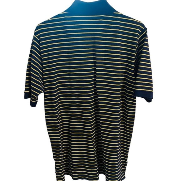 Polo Ralph Lauren Striped Navy Blue Yellow Short Sleeve Polo Shirt Mens Size M - Picture 2 of 6